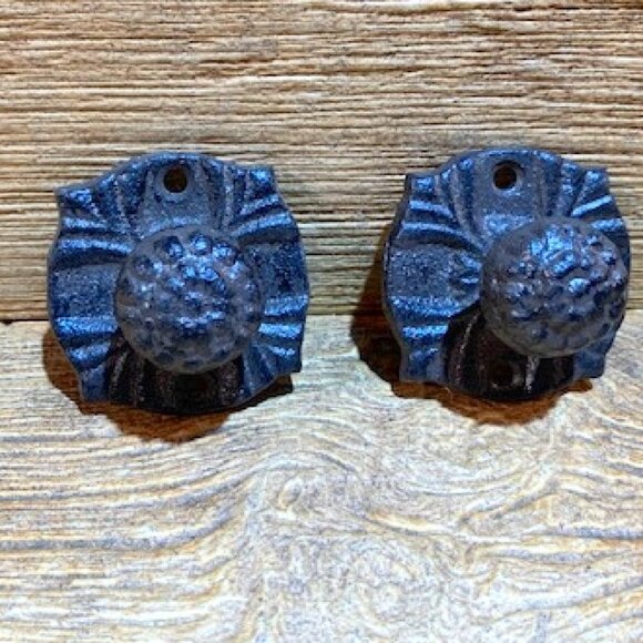 Two (2) Drawer Pulls Vintage Cast Iron Drawer Knob 2 1/4" wide Base 0170-0062 - Picture 1 of 13